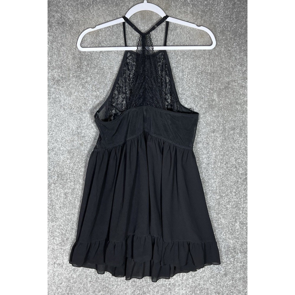Torrid Mixed Lace and Mesh High Neck Babydoll Top Women Sz 2X Black Sheer Floral - Picture 2 of 6